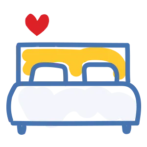 illustrated icon of a bed representing a private bedroom